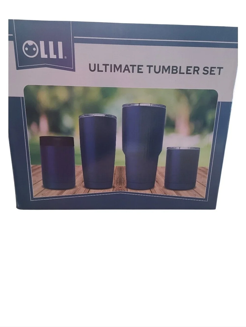​OLLI Ultimate Tumbler Blue Stainless Steel 4-Piece 30oz 20oz 10oz Can Cooler